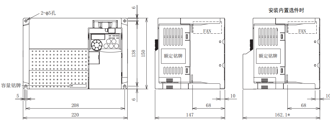 FR-E740-5.5K、7.5K-CHT尺寸圖